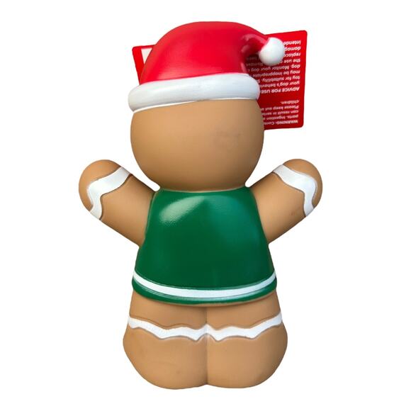 Merry & Bright Gingerbread XL Squeaky Dog Toy Tan Christmas Holiday Play Toss - Picture 3 of 4